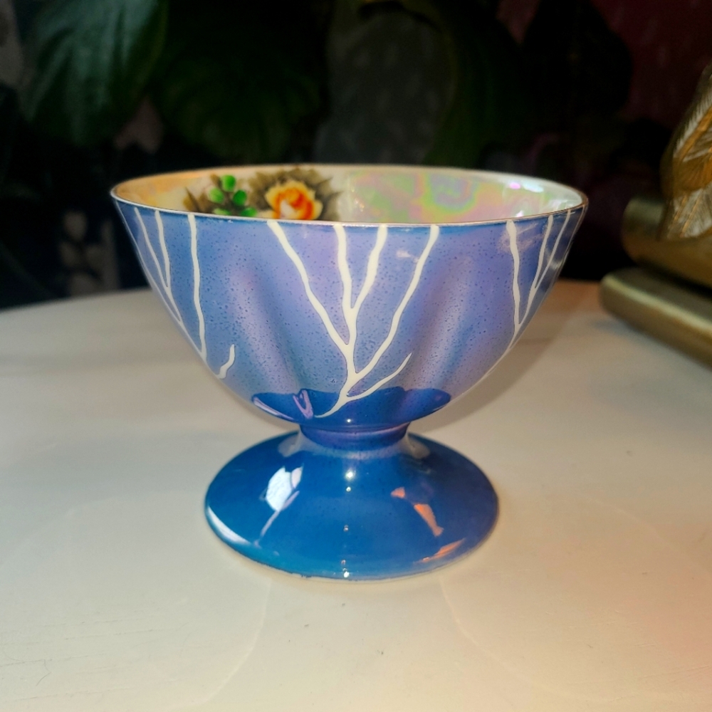 Vintage 1920s Noritake Lusterware Compote pedestal bowl